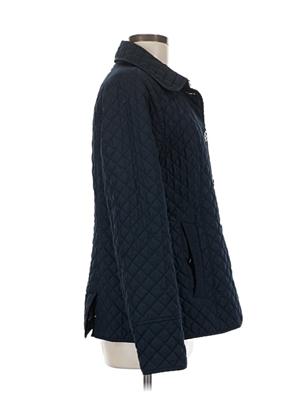 Michael Kors Diamond Quilted Snap Front Jacket Lightweight Coat Navy Sz M - Picture 4 of 5